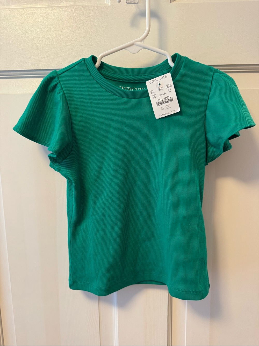 NWT Crewcuts Green Ruffle Sleeve Tee